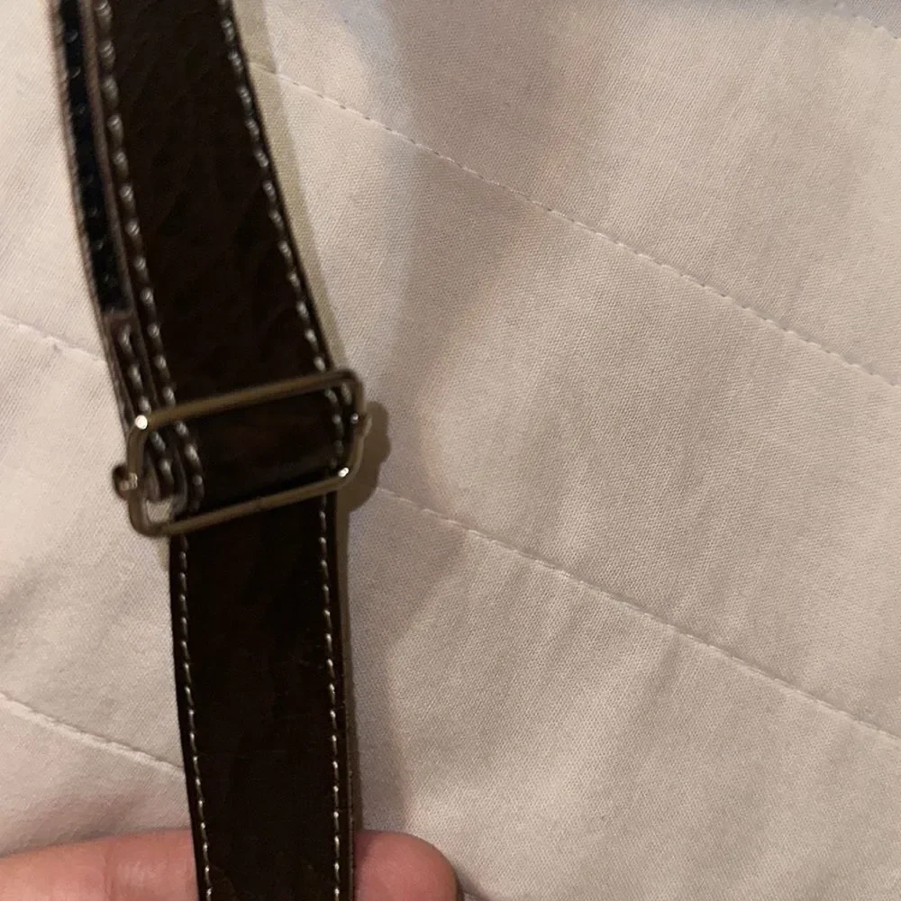 Peruvian Genuine Tooled Graphic Leather Stripe Mini Crossbody Bag